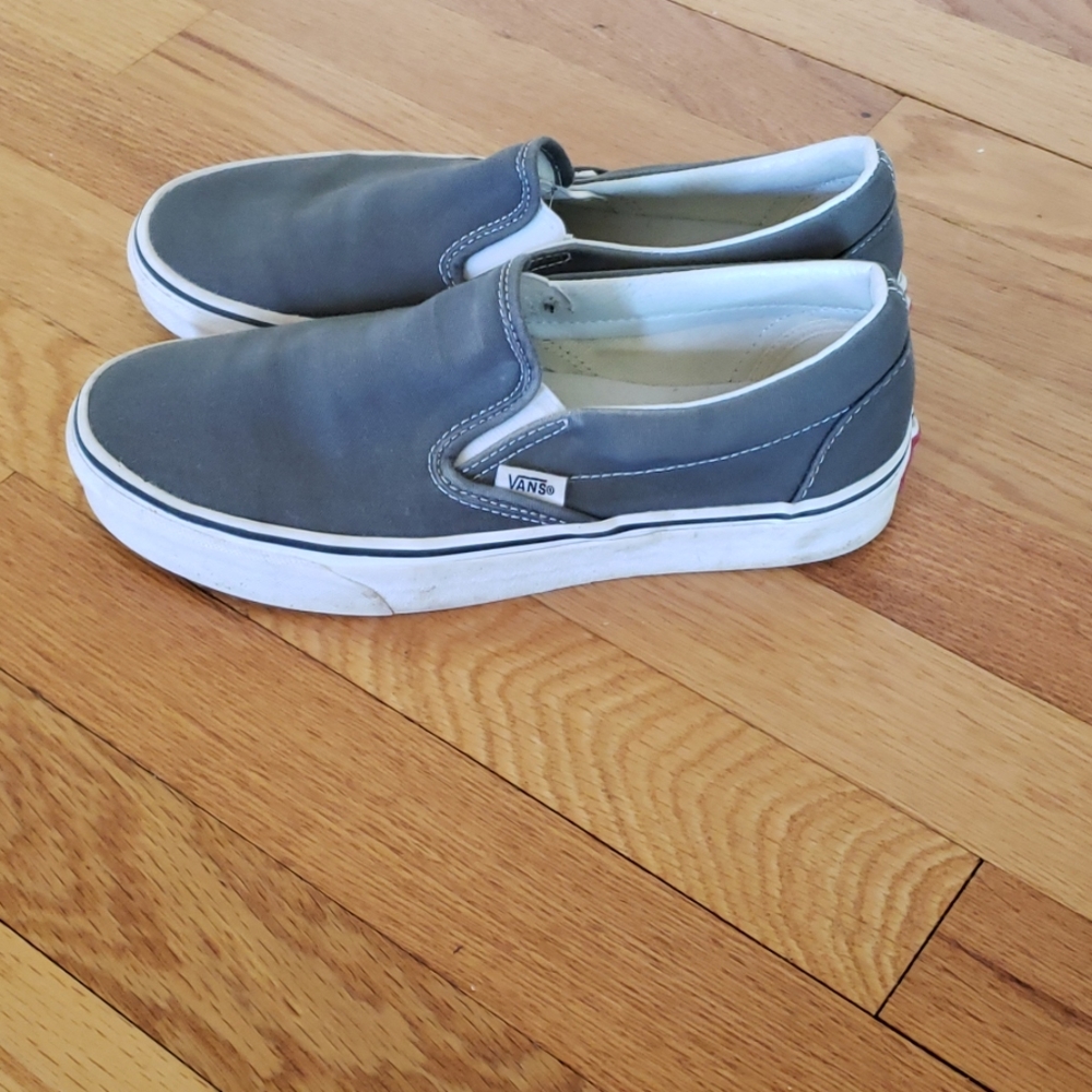 Solid gray Vans slip ons